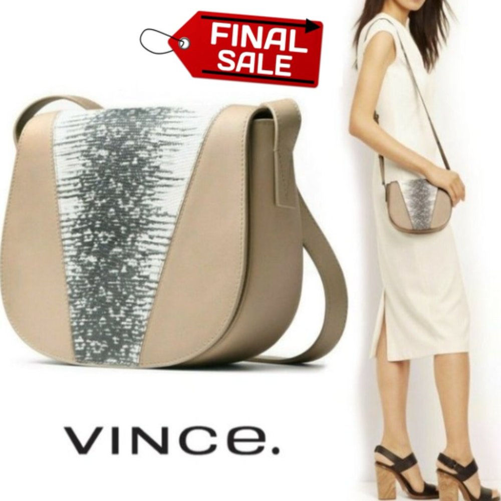 Vince Lizard Embossed Leather Crossbody Bag